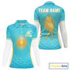 White, Gold And Blue Ocean Golf Polo Shirts Custom Summer Golf Team Jersey, Golf Gifts