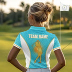 White, Gold And Blue Ocean Golf Polo Shirts Custom Summer Golf Team Jersey, Golf Gifts