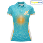 White, Gold And Blue Ocean Golf Polo Shirts Custom Summer Golf Team Jersey, Golf Gifts