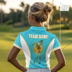 White, Gold & Blue Ocean Skeleton Golf Polo Shirts Custom Skull Golf Team Jersey, Golf Gifts