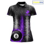 White And Purple Splatter 8 Ball Billiard Shirt Custom Splash Pool Team Billiard Jerseys