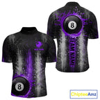 White And Purple Splatter 8 Ball Billiard Shirt Custom Splash Pool Team Billiard Jerseys
