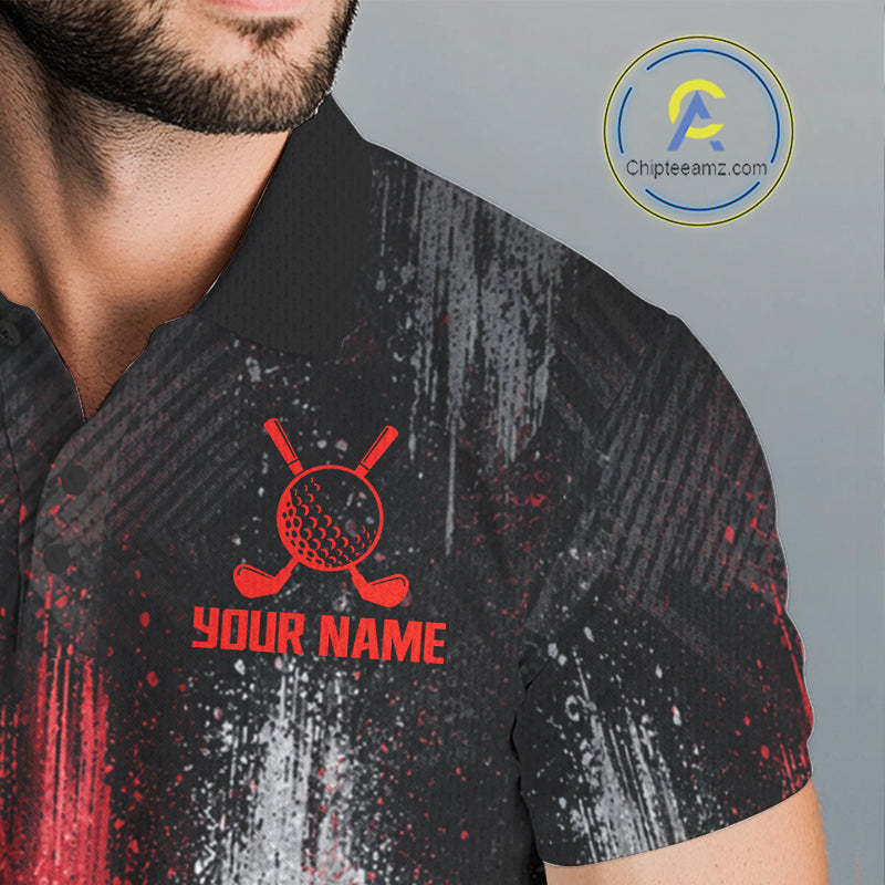 White And Red Splatter Golf Ball Polo Shirts Custom Splash Golf Team Jersey, Golf Gifts