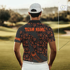 Halloween Golf Polo Shirt Custom Pumpkin Face Pattern Black Golf Shirts Golf Gifts