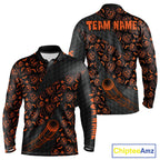 Halloween Golf Polo Shirt Custom Pumpkin Face Pattern Black Golf Shirts Golf Gifts