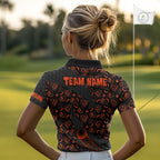 Halloween Golf Polo Shirt Custom Pumpkin Face Pattern Black Golf Shirts Golf Gifts
