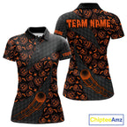 Halloween Golf Polo Shirt Custom Pumpkin Face Pattern Black Golf Shirts Golf Gifts
