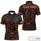 Halloween Golf Polo Shirt Custom Pumpkin Face Pattern Black Golf Shirts Golf Gifts