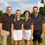 Halloween Golf Polo Shirt Custom Pumpkin Face Pattern Black Golf Shirts Golf Gifts