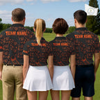 Halloween Golf Polo Shirt Custom Pumpkin Face Pattern Black Golf Shirts Golf Gifts