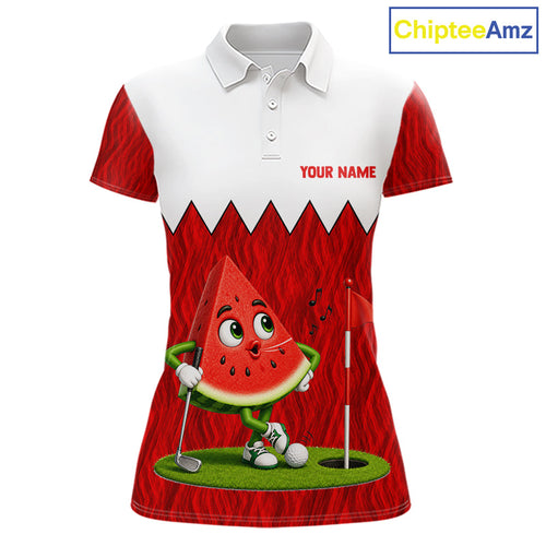 Funny Watermelon Polo Shirt Golf Polo Shirts Custom Red And White Golf Tournament Shirt