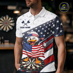 Funny Duck Patriotic Dart Shirt Custom American Flag Darts Team Outfits, Darts Gifts