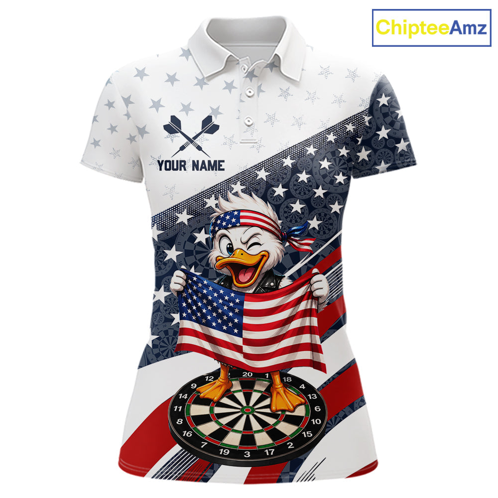 Funny Duck Patriotic Dart Shirt Custom American Flag Darts Team Outfits, Darts Gifts