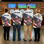 Funny Duck Patriotic Dart Shirt Custom American Flag Darts Team Outfits, Darts Gifts