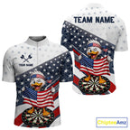Funny Duck Patriotic Dart Shirt Custom American Flag Darts Team Outfits, Darts Gifts