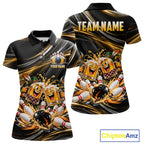 Gold Strikes Beer Mugs Bowling Polo 1/4-Zip Custom Funny Bowling Beer Team Jersey Lover Gifts