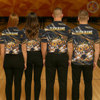 Gold Strikes Beer Mugs Bowling Polo 1/4-Zip Custom Funny Bowling Beer Team Jersey Lover Gifts