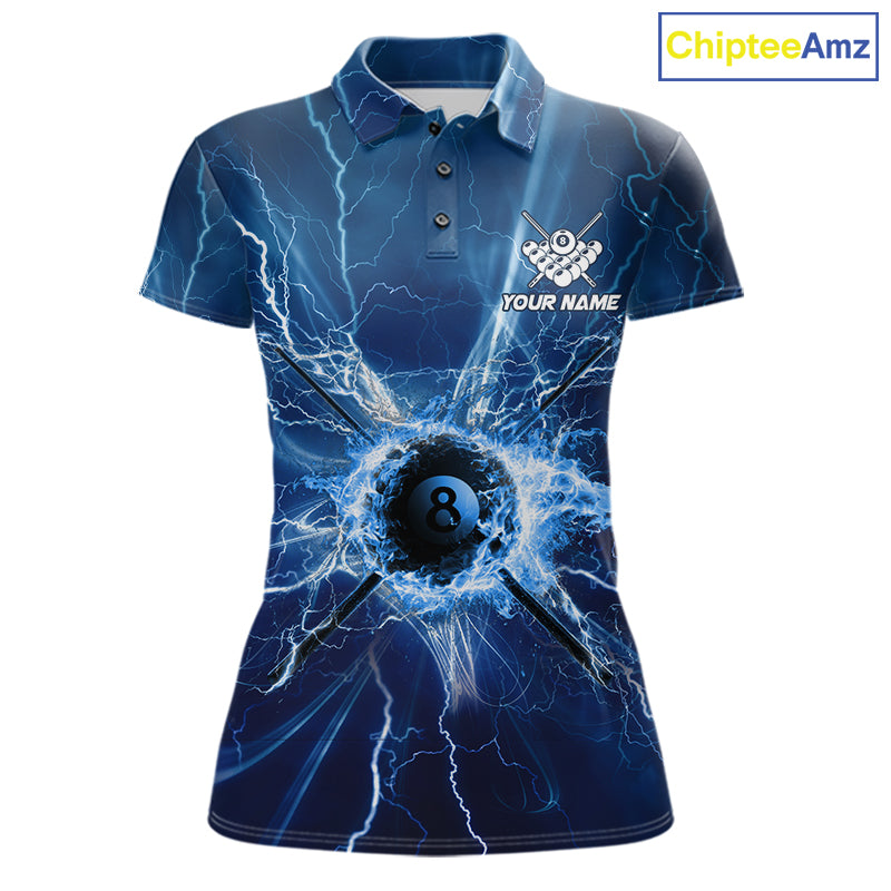 Blue Thunder Lightning 8 Ball Pool Billiard Shirts Custom Billiard Team League Jerseys