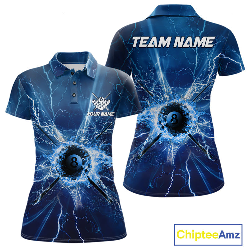 Blue Thunder Lightning 8 Ball Pool Billiard Shirts Custom Billiard Team League Jerseys