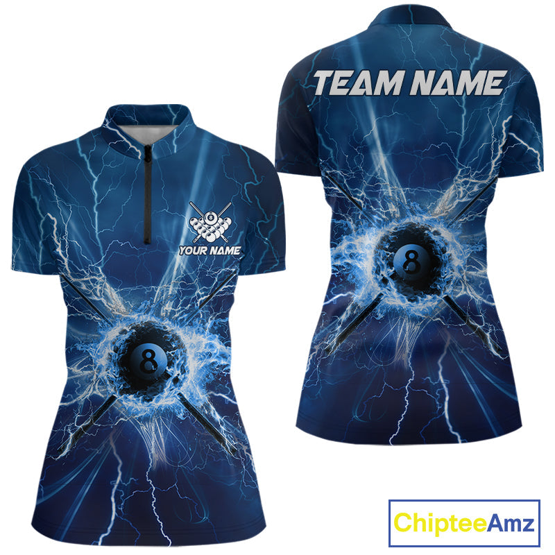 Blue Thunder Lightning 8 Ball Pool Billiard Shirts Custom Billiard Team League Jerseys