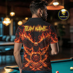 Personalized Flame Cracked 8 Ball Pool Polo Shirt Custom Fire Eagle Retro Billiard Team Shirt