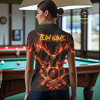 Personalized Flame Cracked 8 Ball Pool Polo Shirt Custom Fire Eagle Retro Billiard Team Shirt