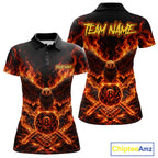 Personalized Flame Cracked 8 Ball Pool Polo Shirt Custom Fire Eagle Retro Billiard Team Shirt