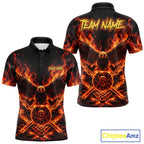 Personalized Flame Cracked 8 Ball Pool Polo Shirt Custom Fire Eagle Retro Billiard Team Shirt