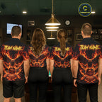 Personalized Flame Cracked 8 Ball Pool Polo Shirt Custom Fire Eagle Retro Billiard Team Shirt