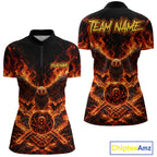 Personalized Flame Cracked 8 Ball Pool Polo Shirt Custom Fire Eagle Retro Billiard Team Shirt