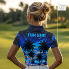 Sunset Tropical Palm Tree Golf Polos Shirts Personalized Golf Team Outfits, Golf Gifts