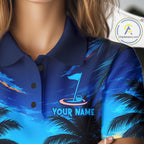 Sunset Tropical Palm Tree Golf Polos Shirts Personalized Golf Team Outfits, Golf Gifts