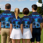 Sunset Tropical Palm Tree Golf Polos Shirts Personalized Golf Team Outfits, Golf Gifts