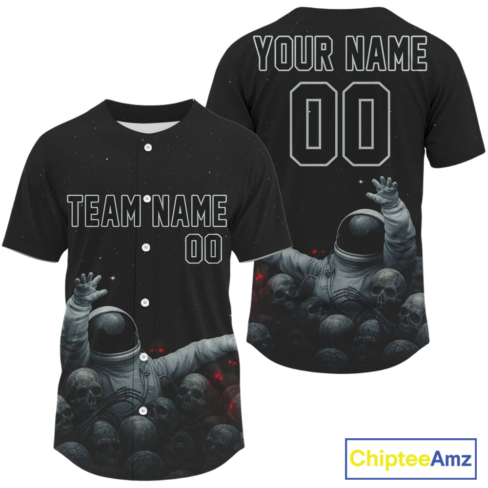 Custom Grey Skull Astronaut Baseball Shirt Authentic Baseball Jersey