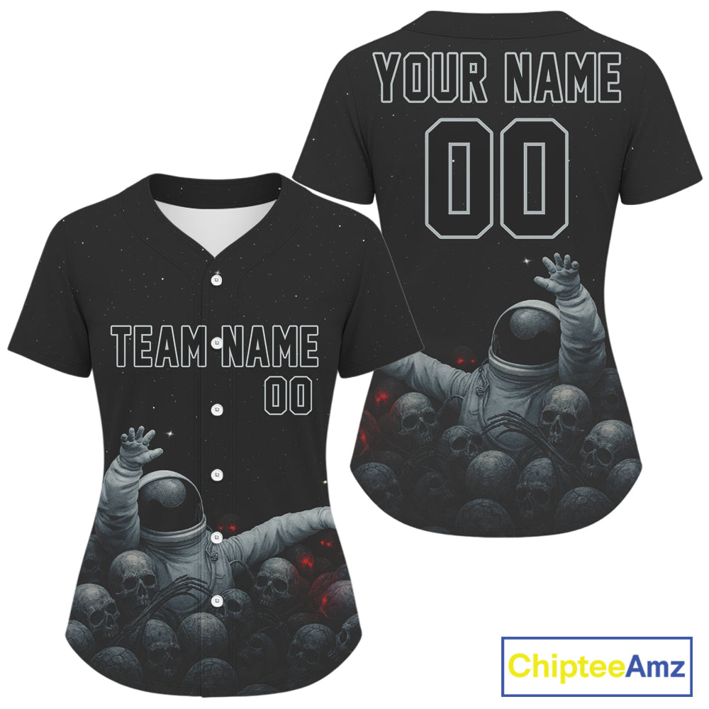 Custom Grey Skull Astronaut Baseball Shirt Authentic Baseball Jersey