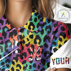 Leopard Colorful Golf Polo Shirts Custom Golf Tops Personalized Golf Team Gifts