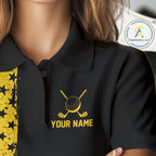 Black And Yellow American Flag Golf Polo Shirts Custom Name Patriotic Team Golf Uniform Nqs10018