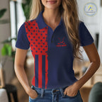 Navy And Red American Flag Golf Polo Shirts Custom Name Patriotic Team Golf Uniform Nqs10019
