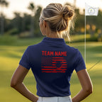 Navy And Red American Flag Golf Polo Shirts Custom Name Patriotic Team Golf Uniform Nqs10019
