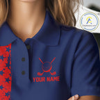 Navy And Red American Flag Golf Polo Shirts Custom Name Patriotic Team Golf Uniform Nqs10019