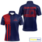 Navy And Red American Flag Golf Polo Shirts Custom Name Patriotic Team Golf Uniform Nqs10019