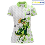 Custom Green Argyle Golf Polo Shirts Funny Alligator Golfer Best Golf Clothing Shirts