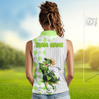 Custom Green Argyle Golf Sleeveless Polo Shirts Funny Alligator Golfer Best Golf Clothing Shirts