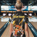 Funny Bowling Polo 1/4-Zip Shirt Custom Rock-On Pizza Bowling Team Jersey Funny Bowler Shirt