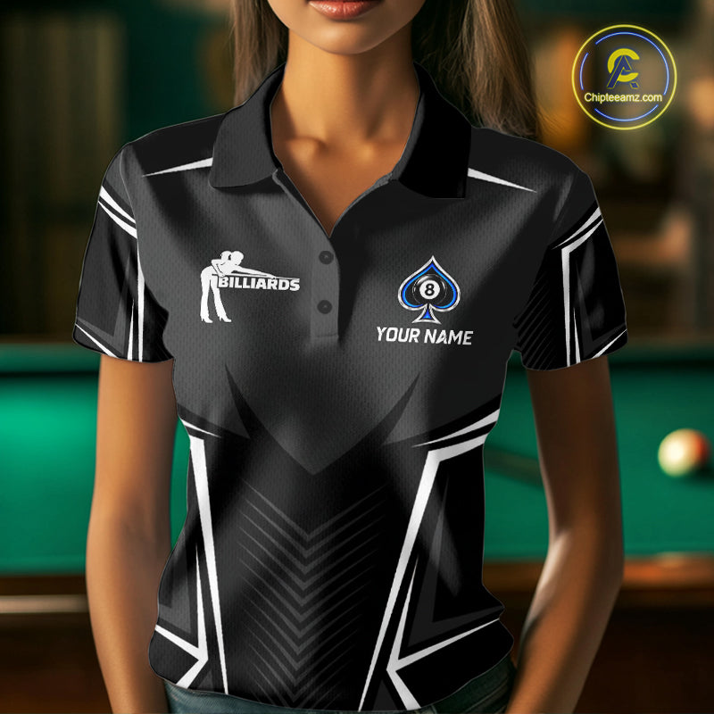 Ace Of Spades Blue Pool Billiard Shirt Custom 8 Ball Pool Team Jersey With Name Pool Players