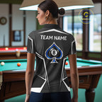 Ace Of Spades Blue Pool Billiard Shirt Custom 8 Ball Pool Team Jersey With Name Pool Players