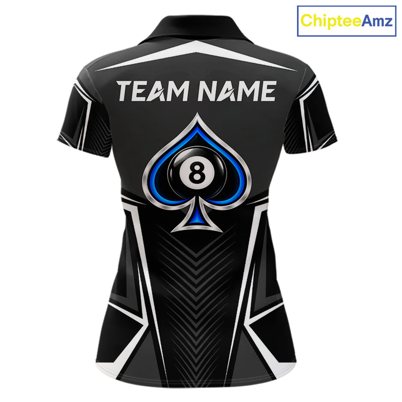 Ace Of Spades Blue Pool Billiard Shirt Custom 8 Ball Pool Team Jersey With Name Pool Players