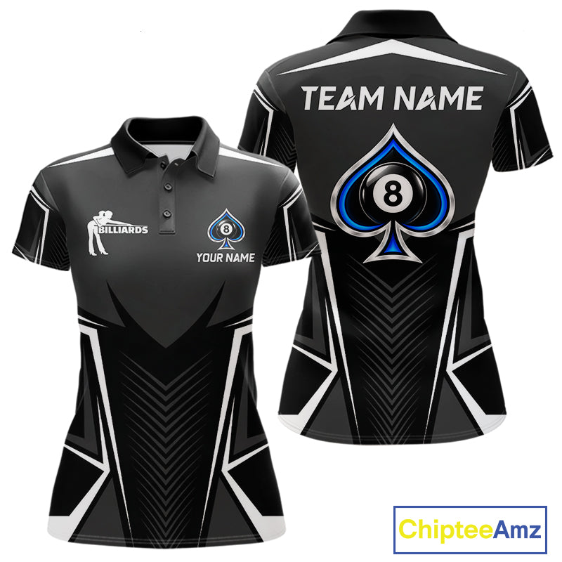 Ace Of Spades Blue Pool Billiard Shirt Custom 8 Ball Pool Team Jersey With Name Pool Players