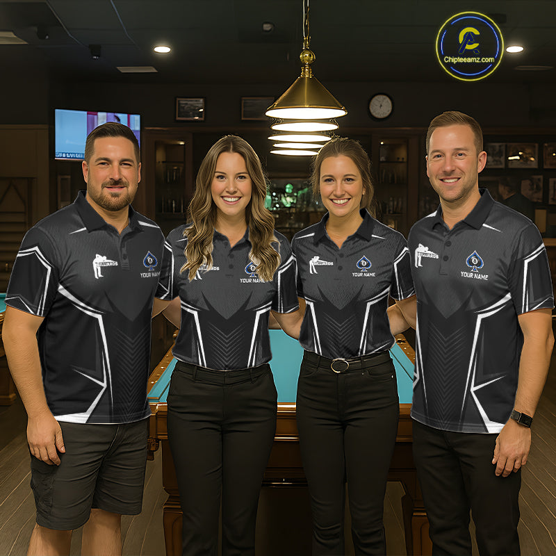 Ace Of Spades Blue Pool Billiard Shirt Custom 8 Ball Pool Team Jersey With Name Pool Players