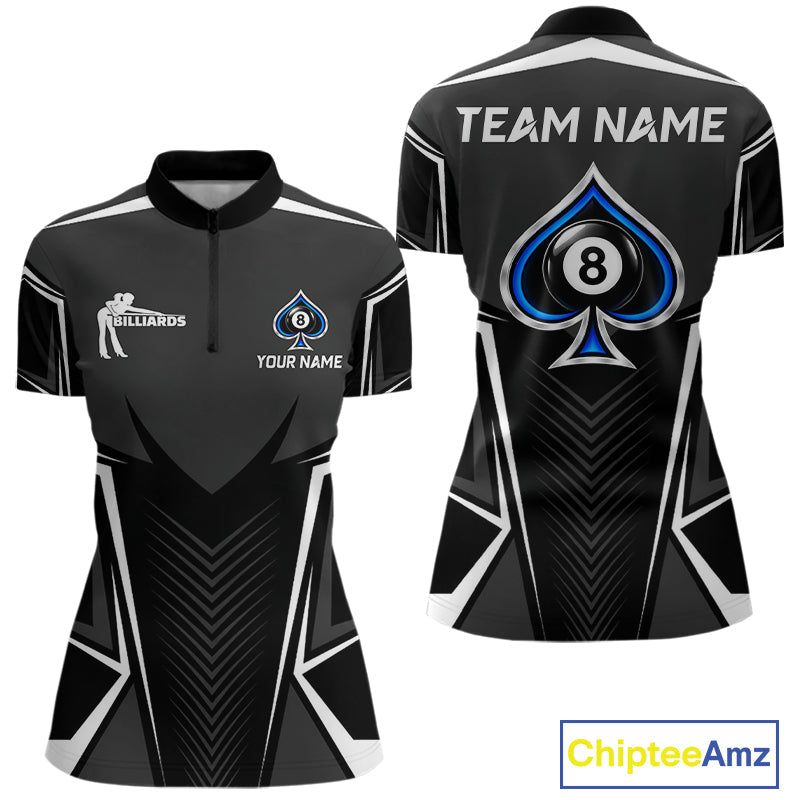 Ace Of Spades Blue Pool Billiard Shirt Custom 8 Ball Pool Team Jersey With Name Pool Players